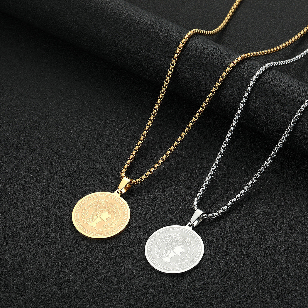 Ancient Greek Goddess Hera Medusa Pendant Stainless Steel Necklace