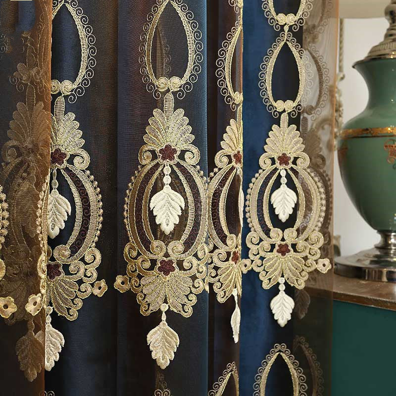 High-End Embossed Embroidered Window Screens for Living Room and Bedroom Italian Flannel Shading