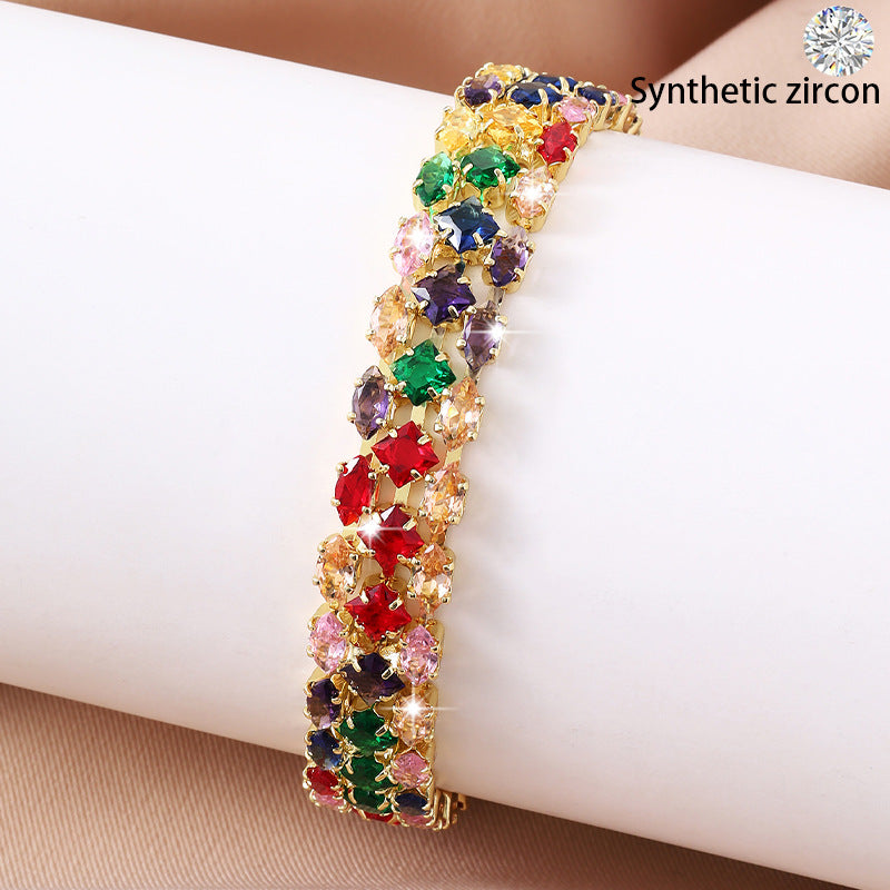 Double-Row Color Light Luxury Adjustable Bracelet