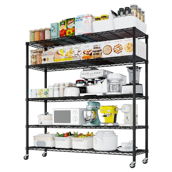 Five Layer Heavy-duty Display Rack With Rubber Wheels And Adjustable Interlayer Spacing