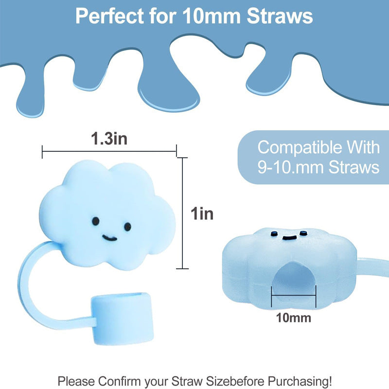 Colorful Cloud-Shaped Straw Cover Soft Rubber Plug Cap