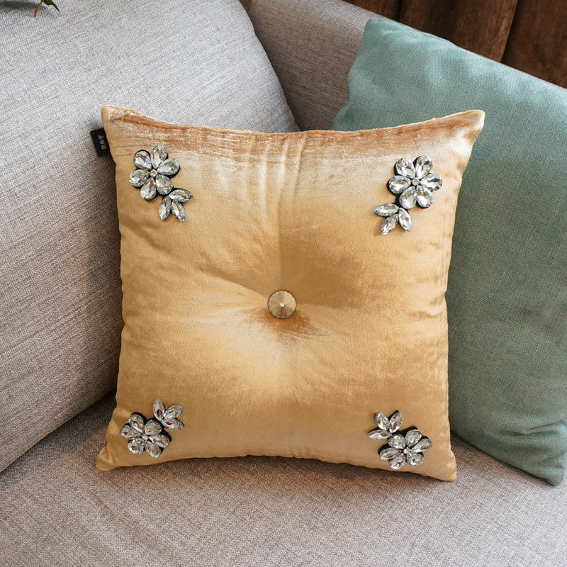Ins Wind Velvet Crystal Flower Light Luxury Bed Back Cushion Pillow