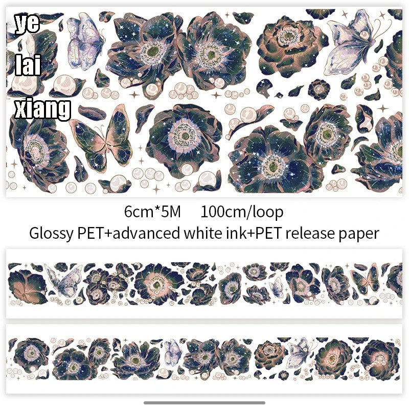 200mm500mm Roll Antique Landscaping Flower Washi Paper PET