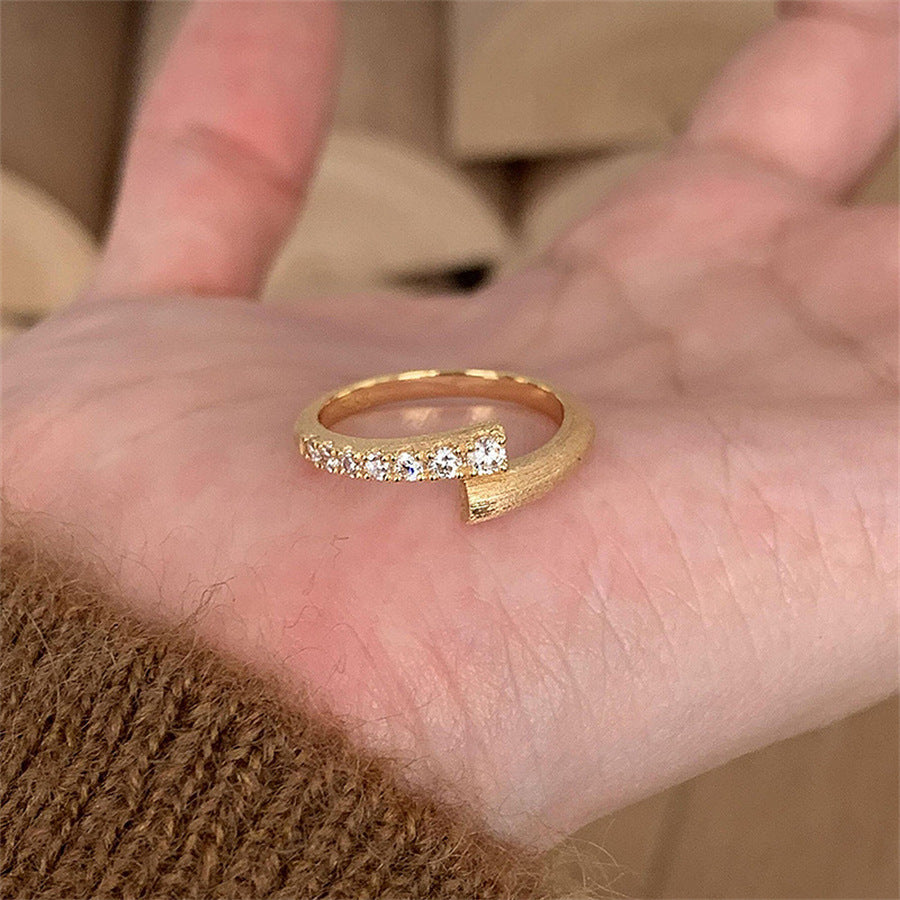 Antique Zircon Brushed Ring Female Retro Minority