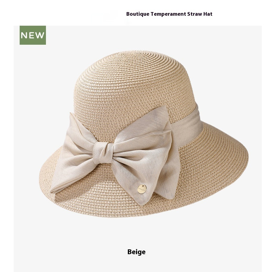 Light Luxury High-End Encryption Straw Summer Wide Brim Show Face Small Temperament Sun Hat