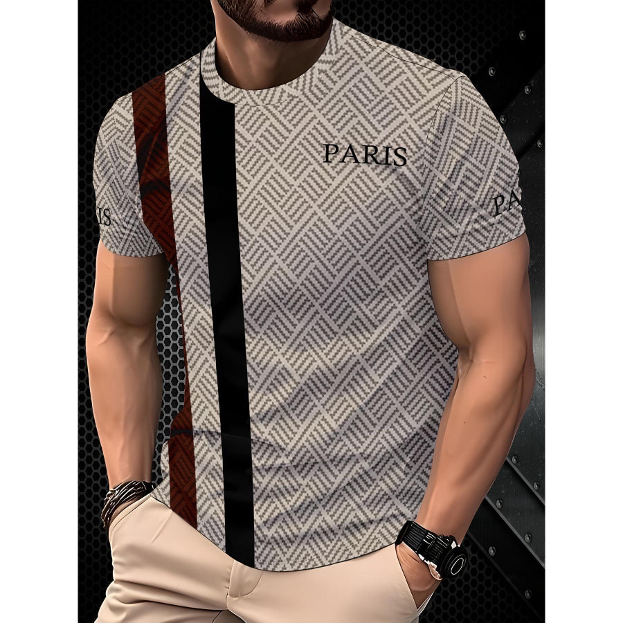 Men's Short-Sleeved T-Shirt Business Casual Series Digital 3D Printing