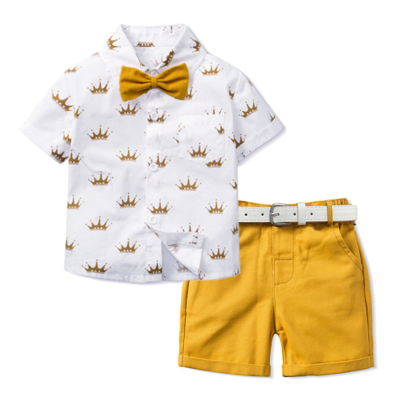 Sleeve Shorts Crown Printing Sets
