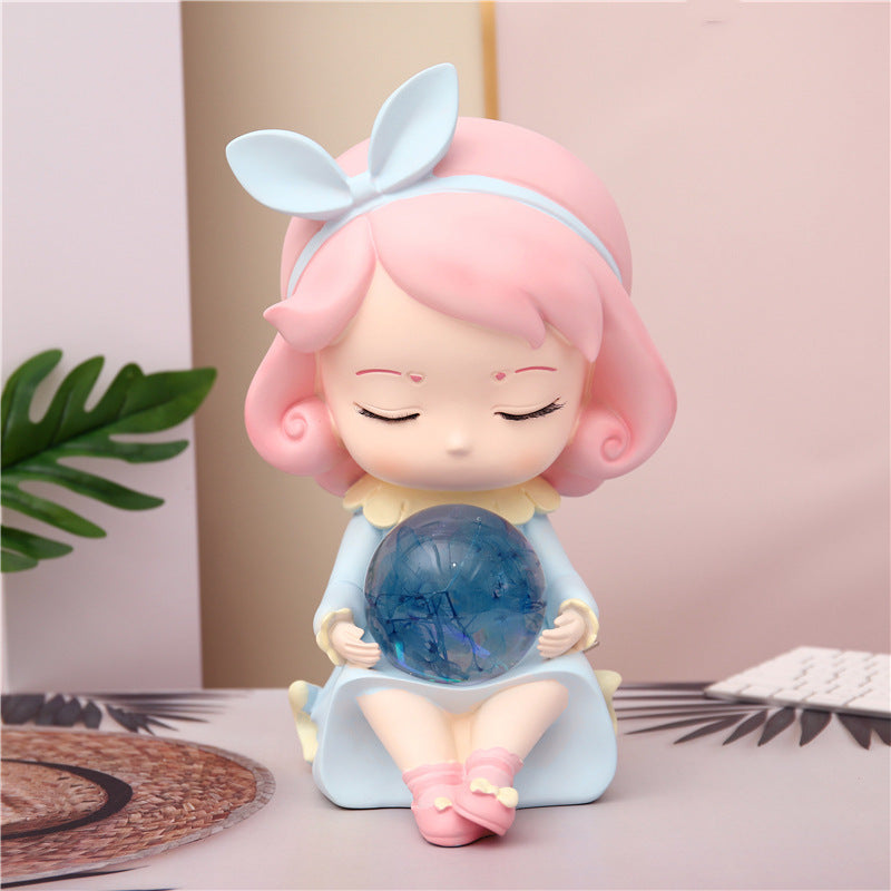 Fantasy Crystal Ball With Lamp For Girls Bedroom Desktop Resin Decoration Ornaments
