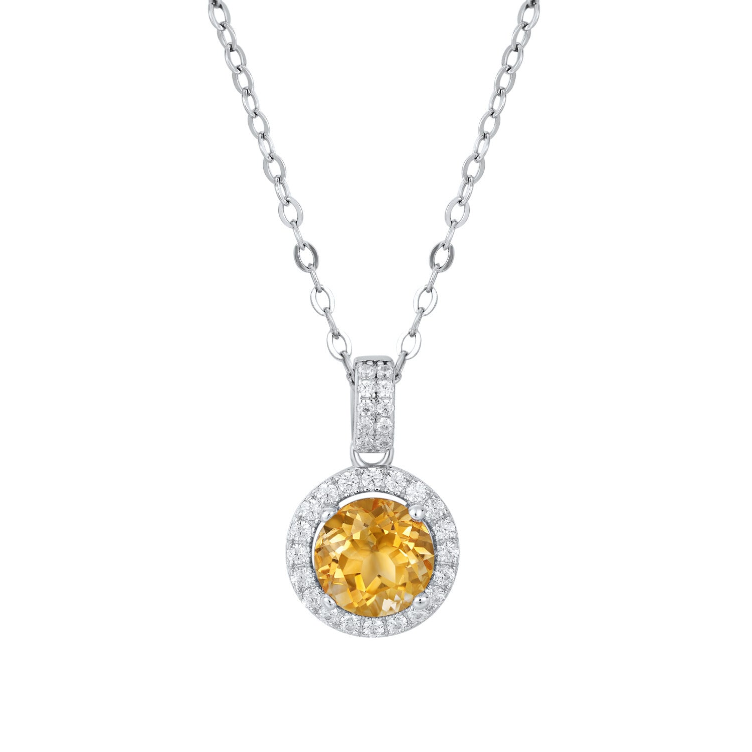 Luxurious Necklace Designed By A Small Group Of People, Korean Version, Simple Circular Pendant, 925 Silver With Natural Yellow Crystal Necklace
