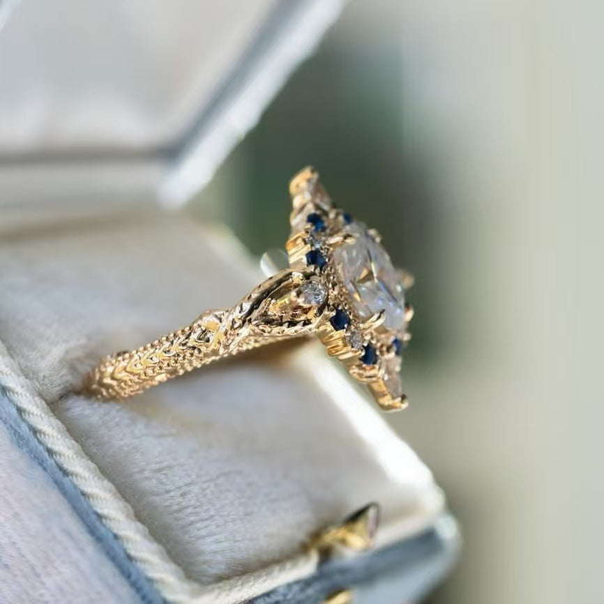Minority Fashion Ring Gold-Plated Inlaid