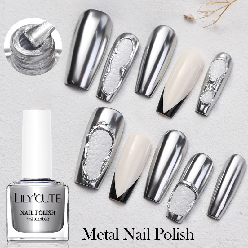 Quick-Dry Metallic Mirror Nail Polish, No Baking Required
