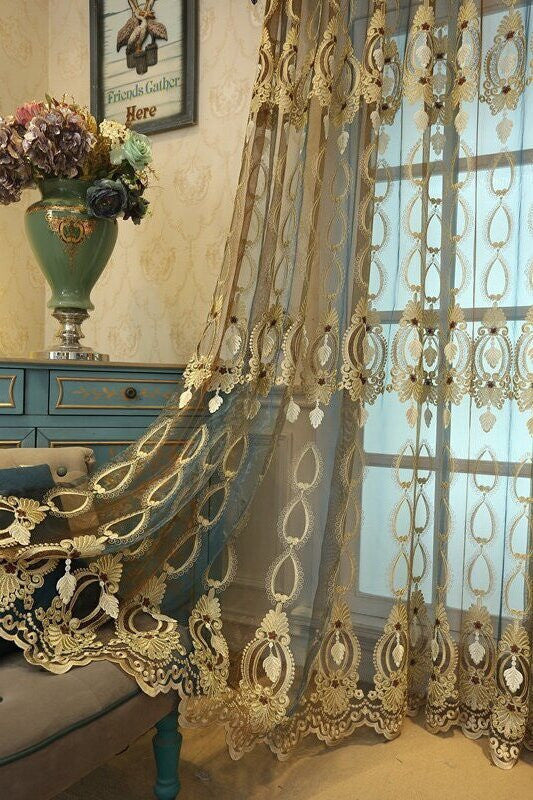 High-End Embossed Embroidered Window Screens for Living Room and Bedroom Italian Flannel Shading