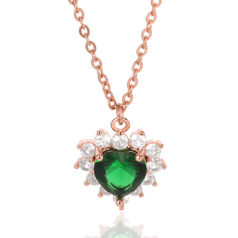With Simple Heart-Shaped Zircon Necklace Ladies Wedding Zircon Necklace