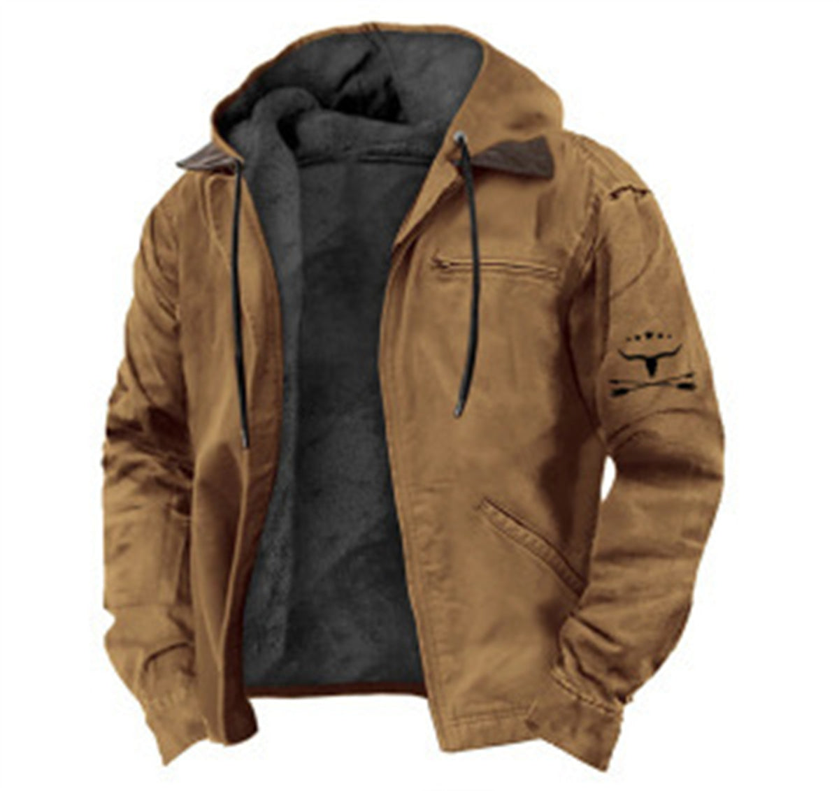 Fleece-Lined Thick Winter Clothes Winter Men's Thick Velvet Cotton-Padded Jacket with Pockets
