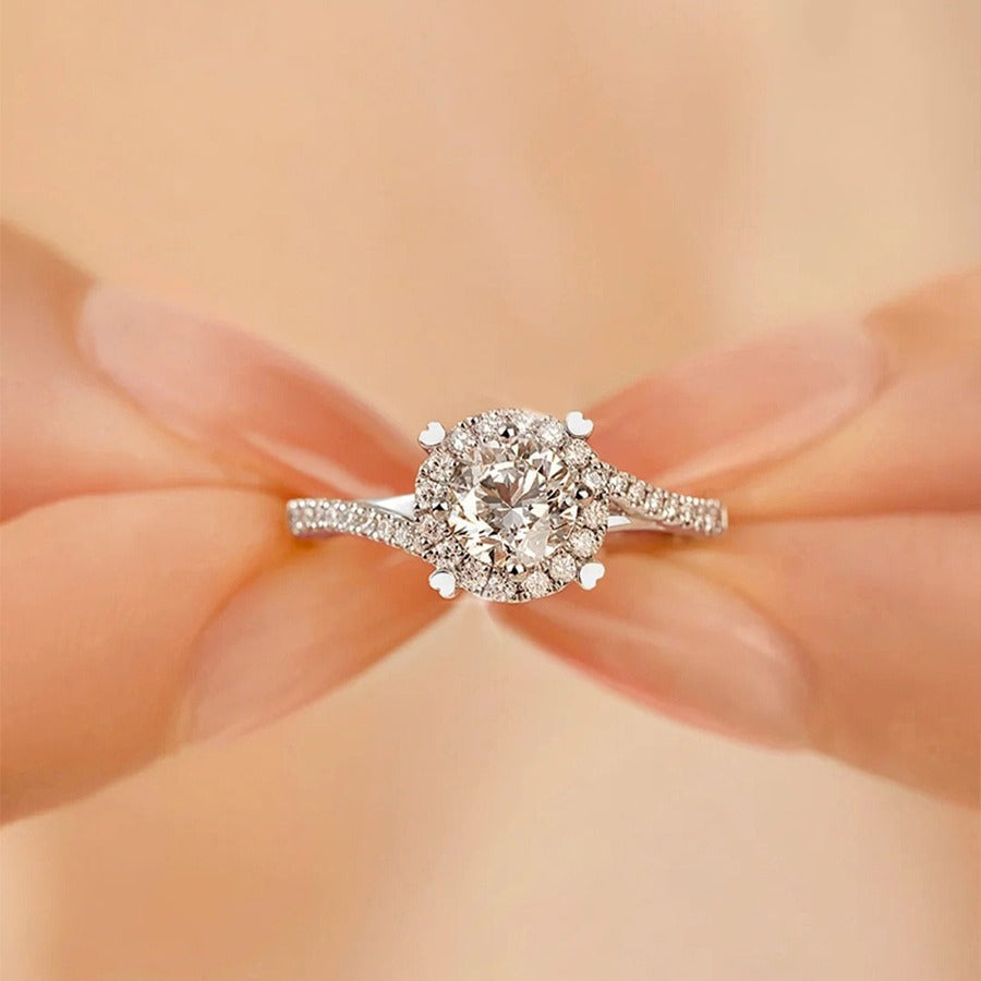 Elegant 1 Carat Six-Prong Wedding Ring Light Luxury Adjustable Couple Ring For Women