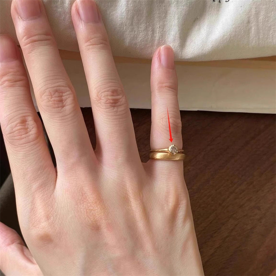 Antique Zircon Brushed Ring Female Retro Minority