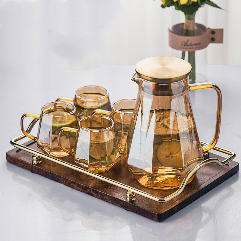 Cold Kettle Light Luxury European Style Cold Water Cup Household High Temperature Glass Kettle Large Capacity Water Cup Set Tea Cup