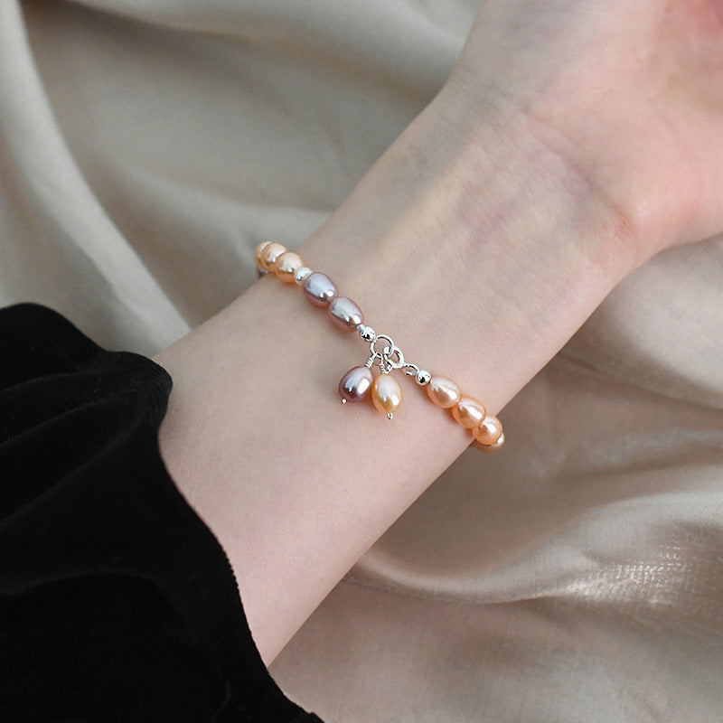 Freshwater Pearl Orange Candy Bracelet Purple