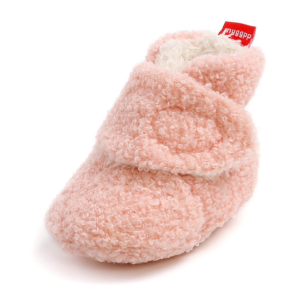 Solid Color Cartoon Cotton Shoes Baby Shoes Soft Sole Warm Shoes Toddler Shoes Baby's Shoes Plus Velvet 1982B