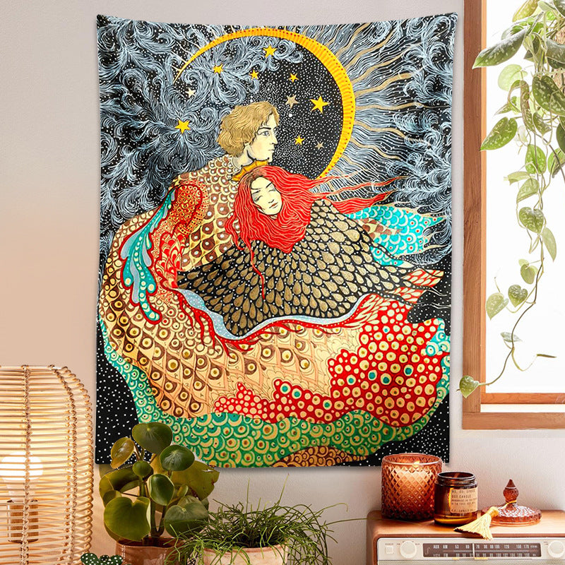 Botanical Celestial Floral Tapestry Hippie Eye Wall Rug