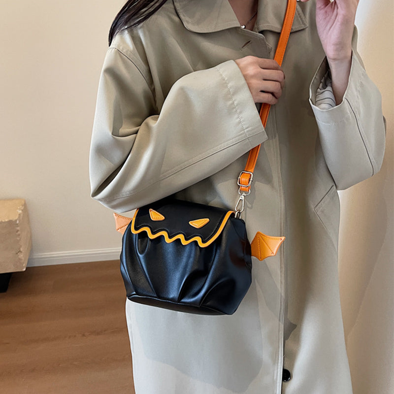 Funny Crossbody Bag Pumpkin Cartoon Shoulder Bags With Small Wings Personalized Creative Female Handbag