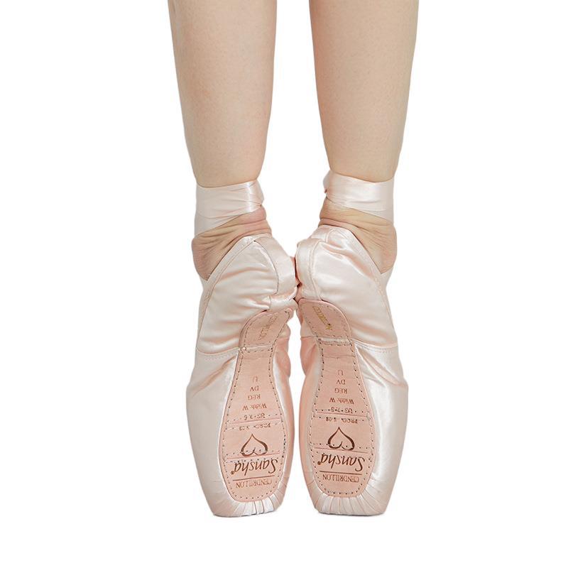 Lace-Up Ballet Shoes Satin Leather Pointe Shoes Ballet Training Shoes Hard Shoes