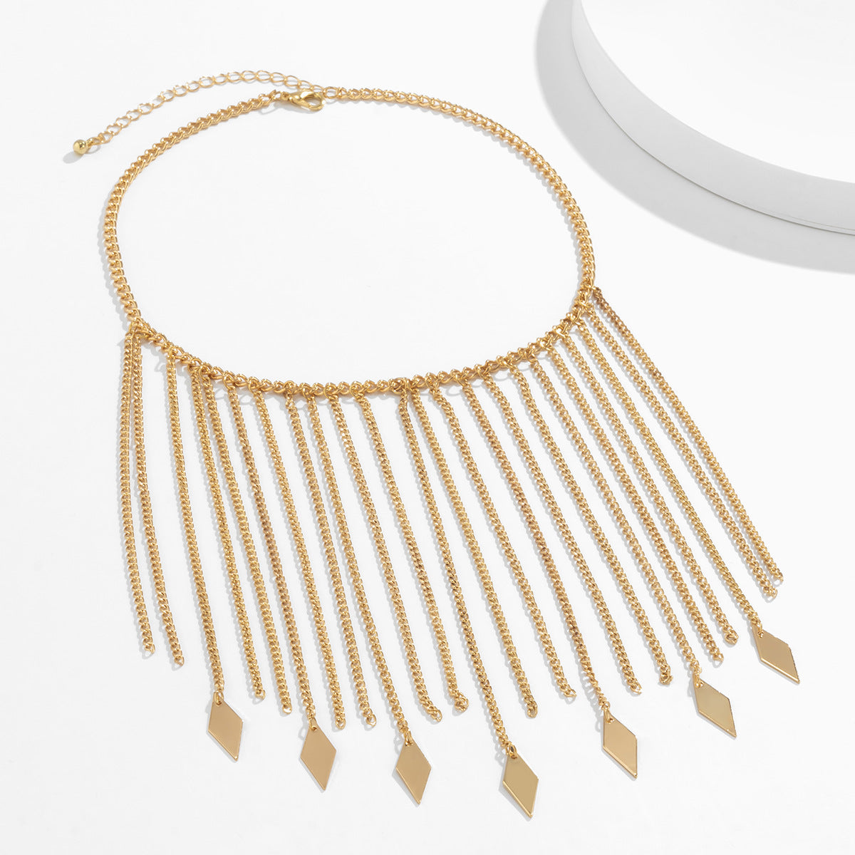Geometric Tassel Rhombus Sequin Exaggerated Necklace