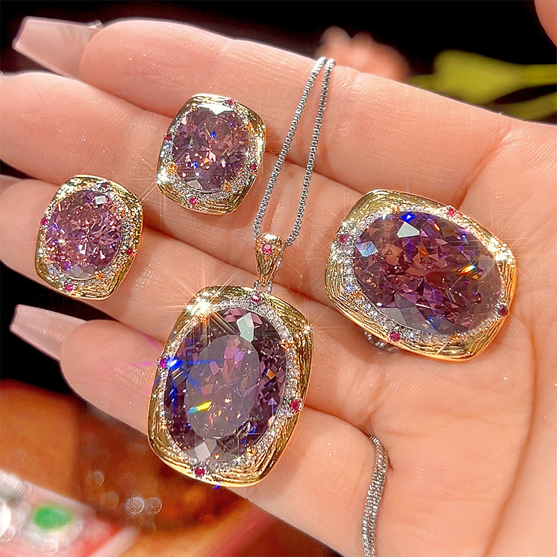 Luxury High-End Accessories Dried Rose Jewelry Necklace Earrings And Ring