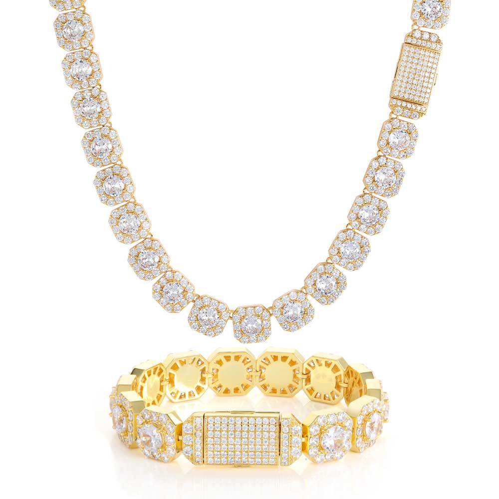Men's Rock Candy Necklace Micro-Inlaid Zircon Bracelet