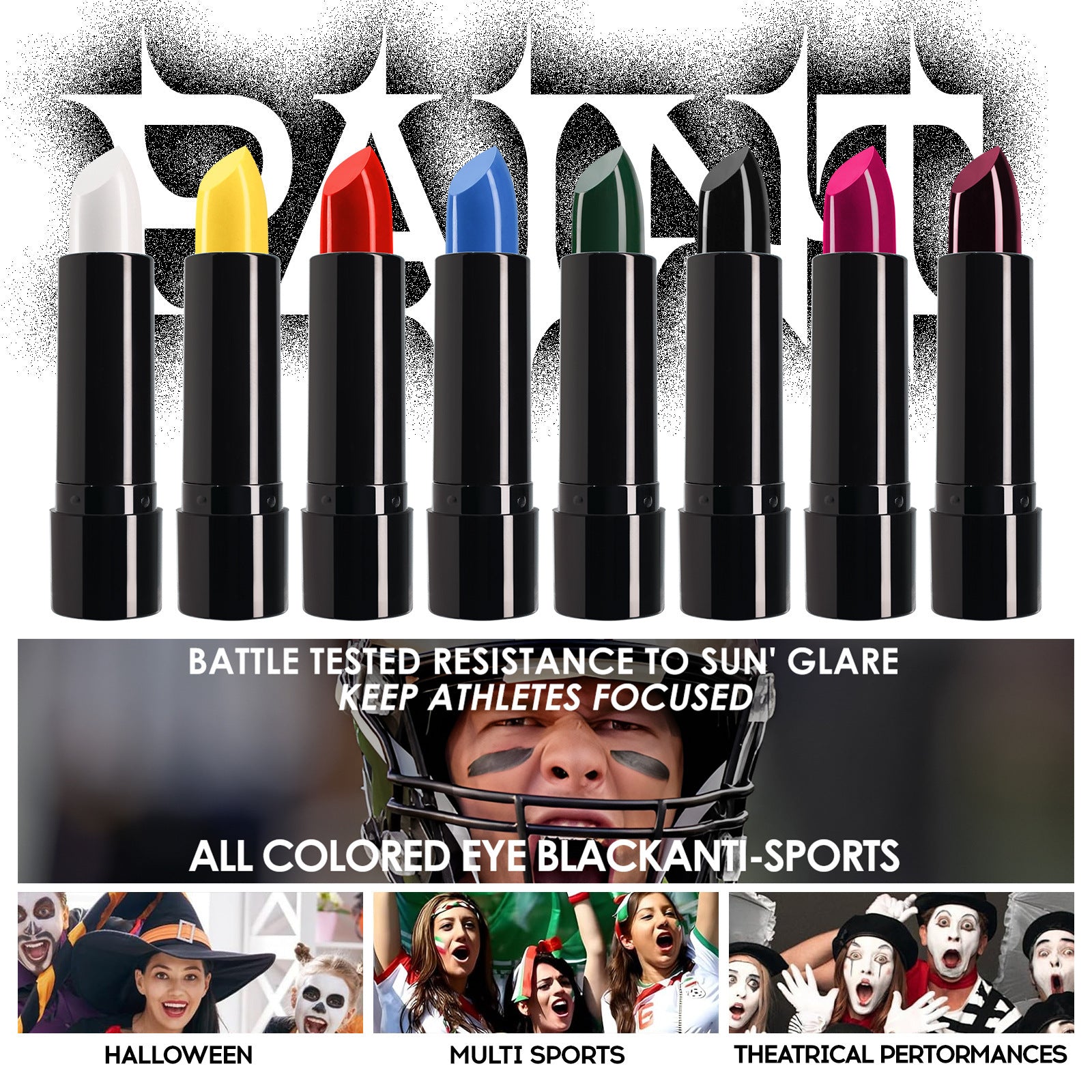 8-Color Halloween Lipstick Black And White Red Easy To Color Painted Suit