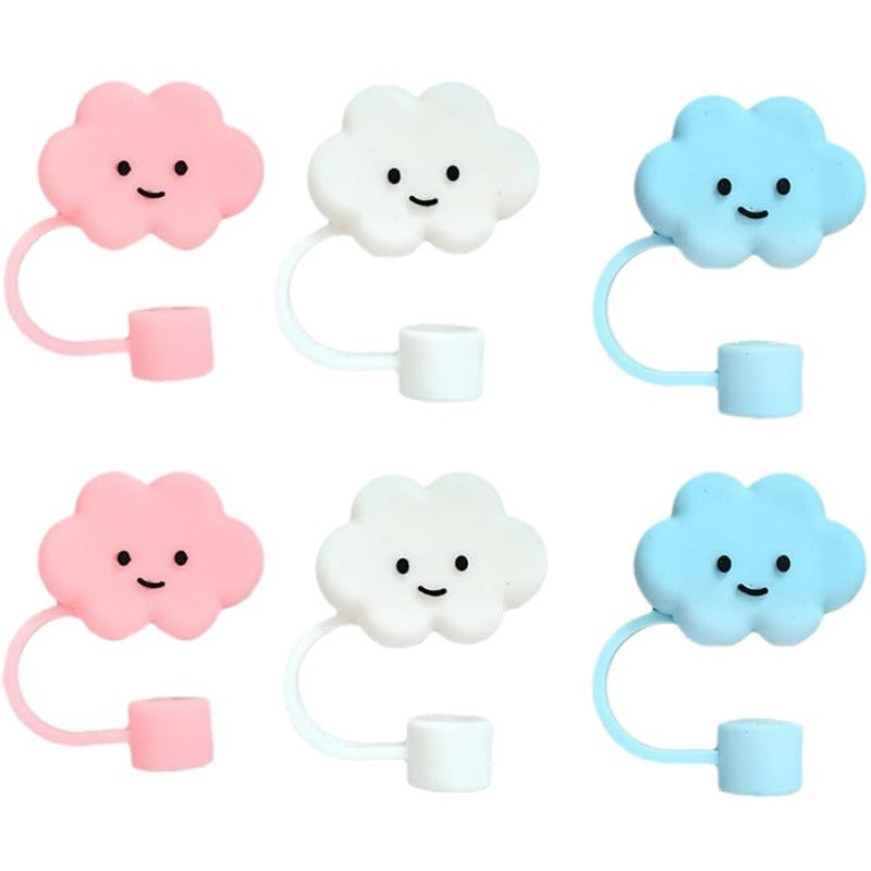 Colorful Cloud-Shaped Straw Cover Soft Rubber Plug Cap