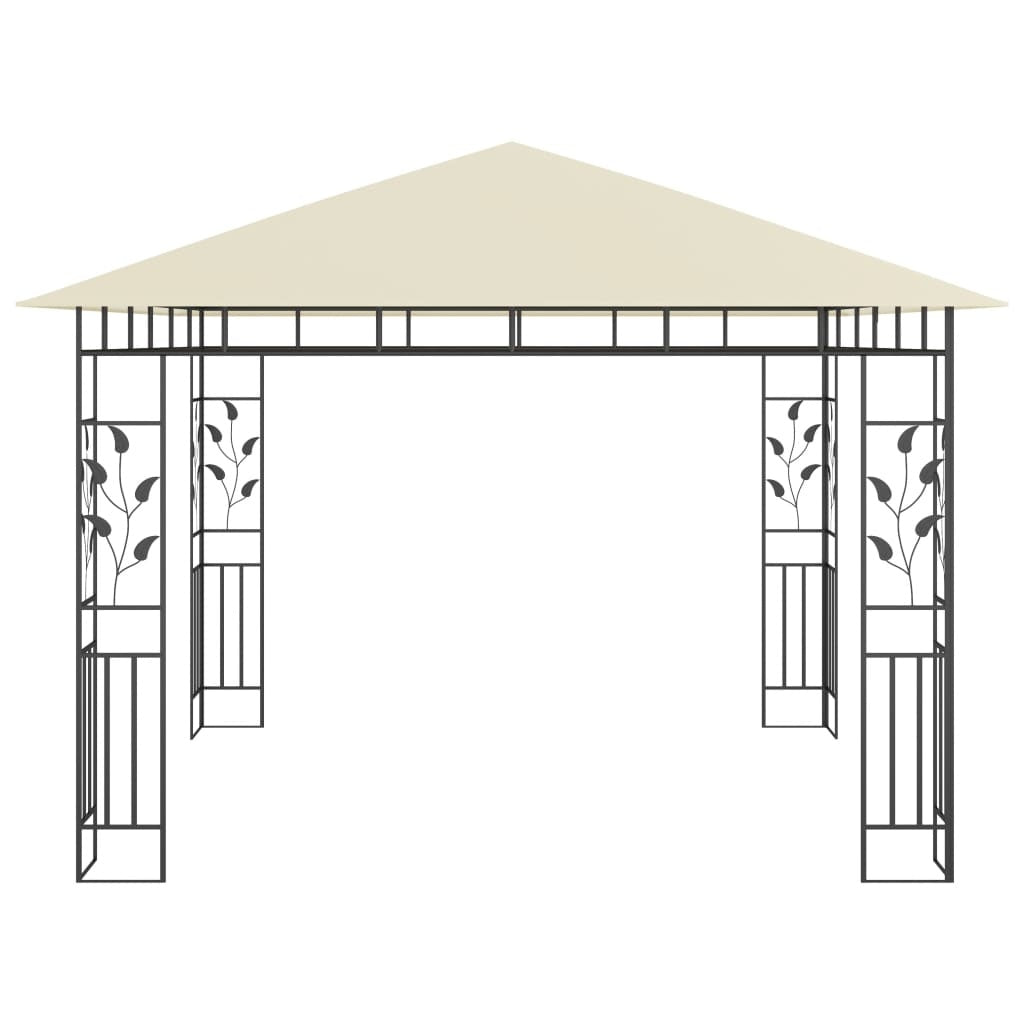 VidaXL Gazebo with Mosquito Net&LED String Lights 3x3x2.73 m Cream
