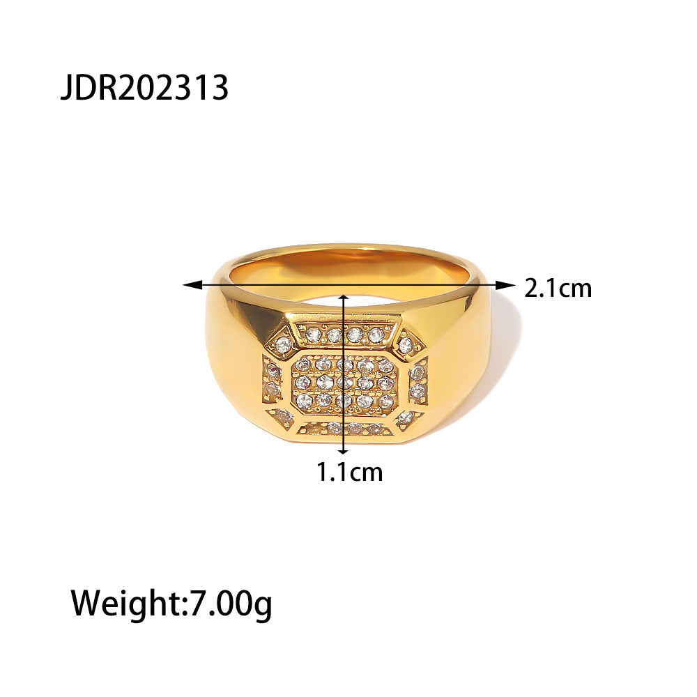 Gold Plated Cubic White Zircon Inlaid Ring For Women