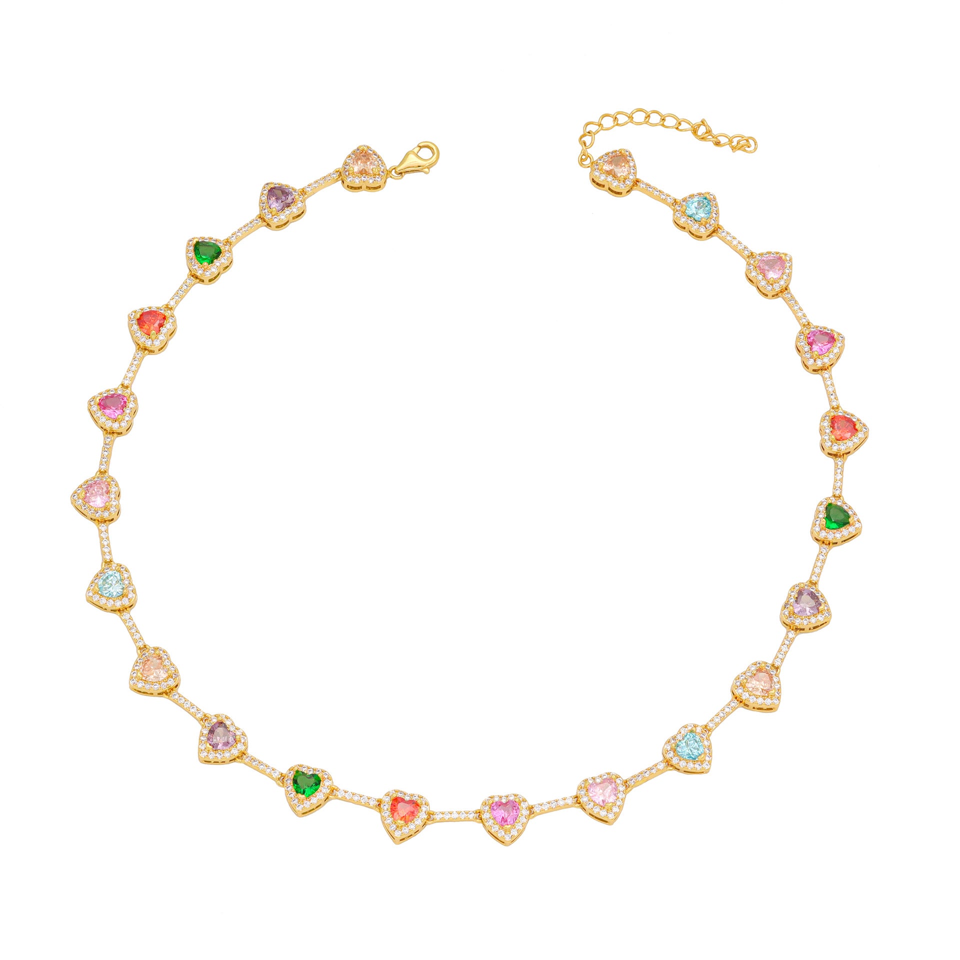 Candy Color Heart Color Zircon Necklace Ornament