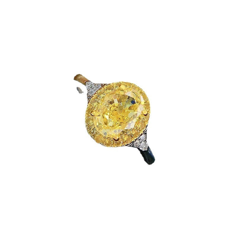 Fashion Simple High Carbon Diamond Yellow Diamond Ring