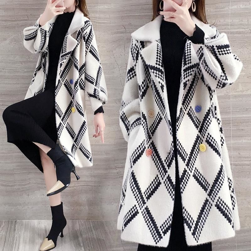 Mid-Length Faux Mink Coat Women