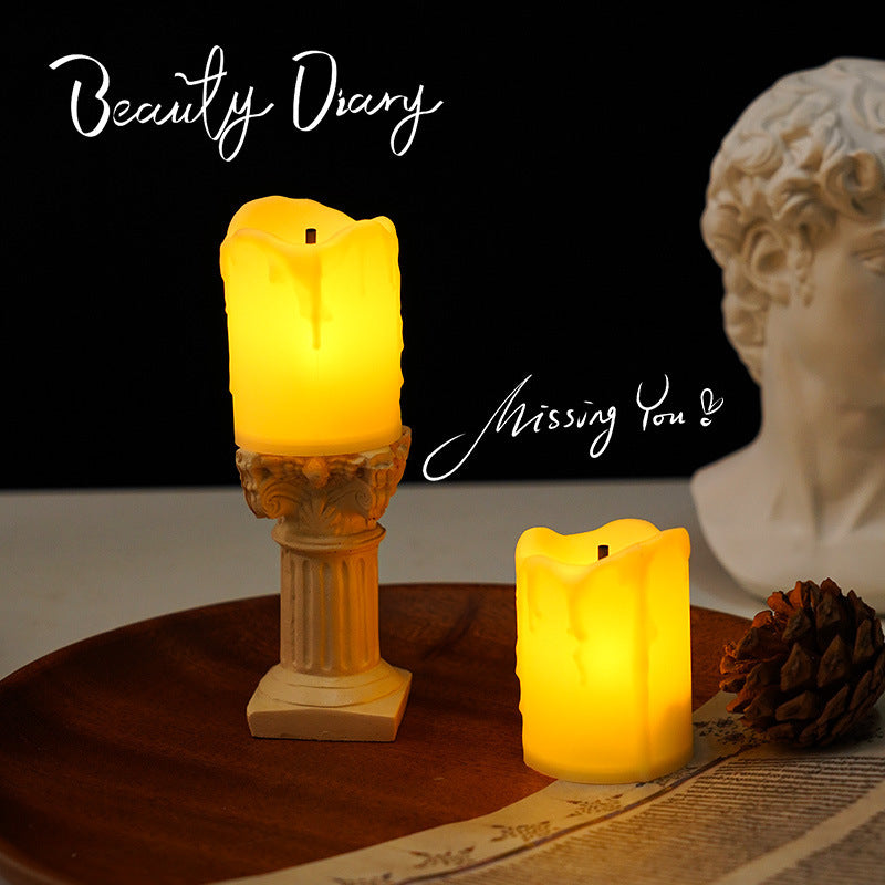 European Retro Roman Column Small Night Lamp Bedroom Dorm Reading