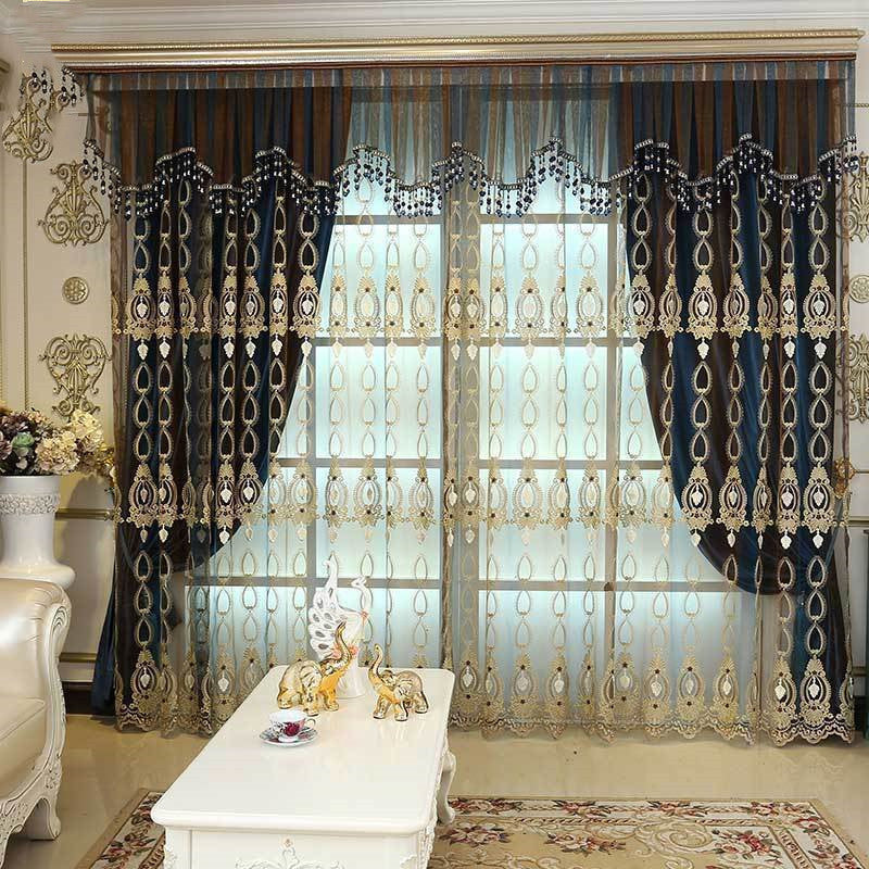 High-End Embossed Embroidered Window Screens for Living Room and Bedroom Italian Flannel Shading