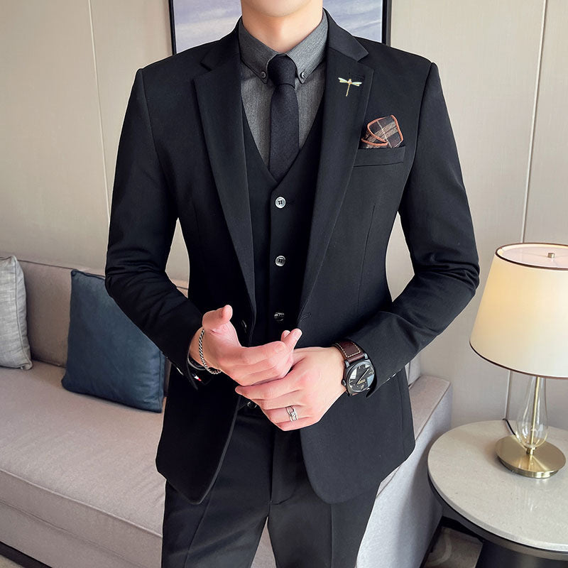 Plus Size Men's Clothing Solid Color Suit Suit Men's Three-Piece Suit