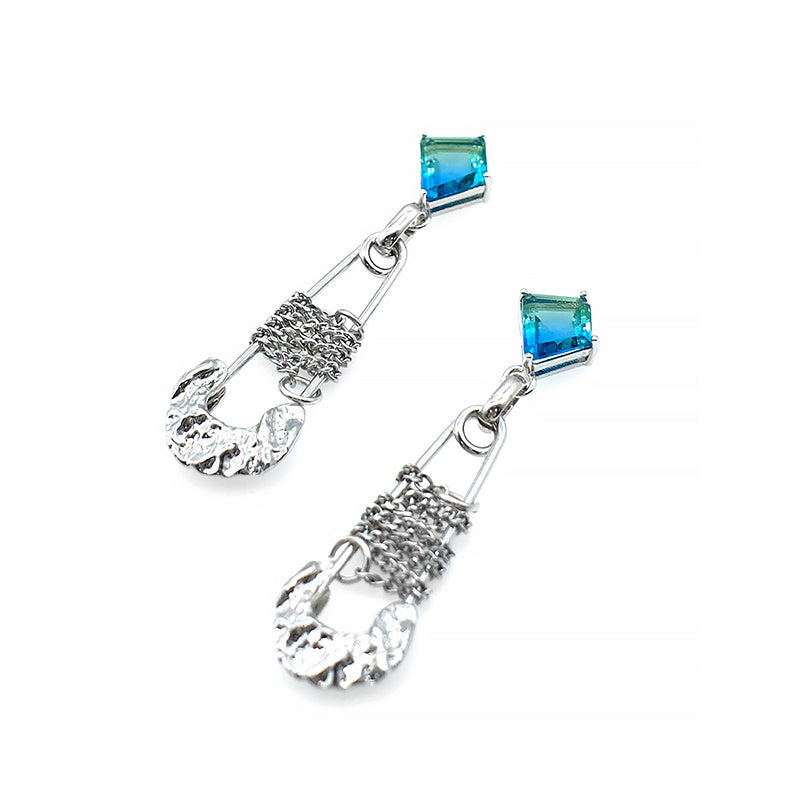 Turquoise Blue Crystal Pair Earring Set