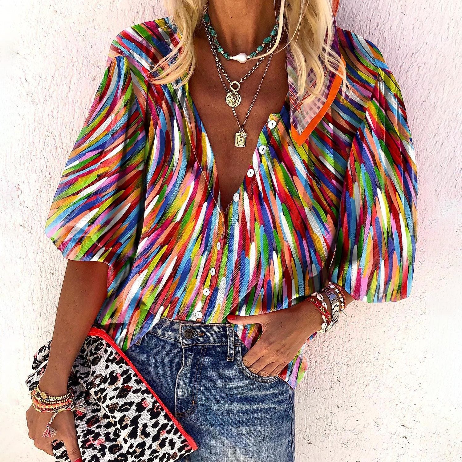 3d Flower Printed Long-Sleeved Top Female