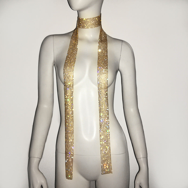Metal Sequins Scarf Rhinestone Necklace Accessories