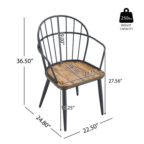 Indoor Dining Chair With Metal Legs Set Of 2,Light Birch
