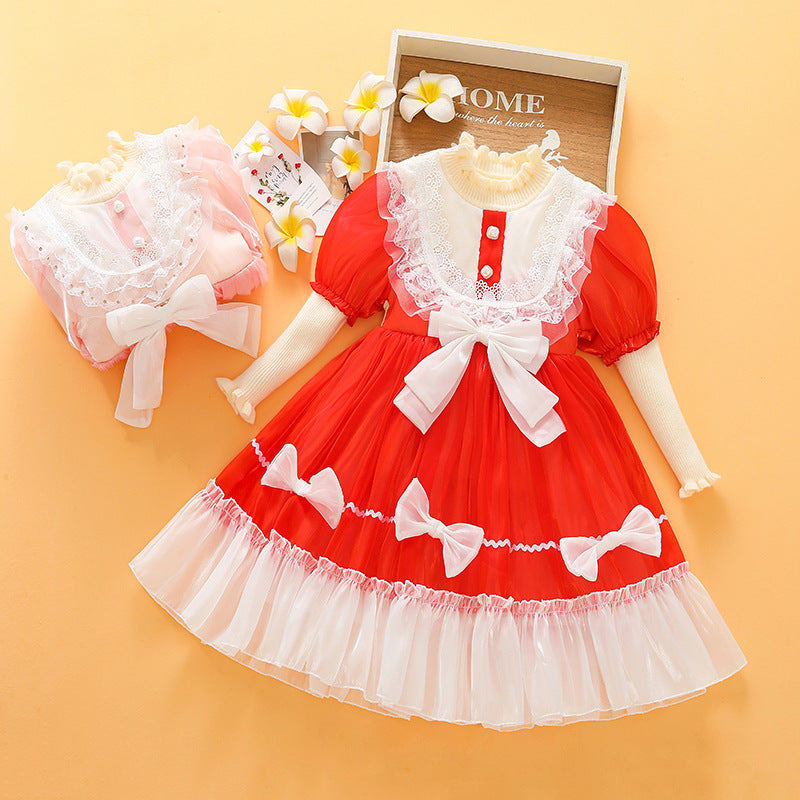 Long Sleeve Small Fragrance Mesh Lolita Princess Dress