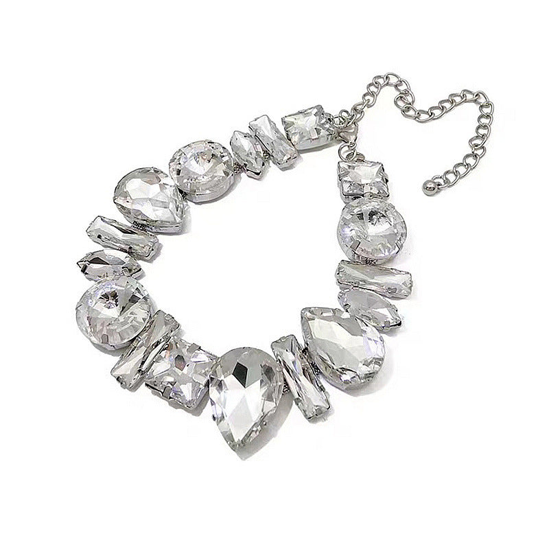 Exaggerated Large Crystal Temperament Simple Restraint Necklace Female