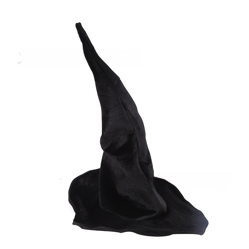 Halloween Black Flannel Witch Hat Wizard Headdress