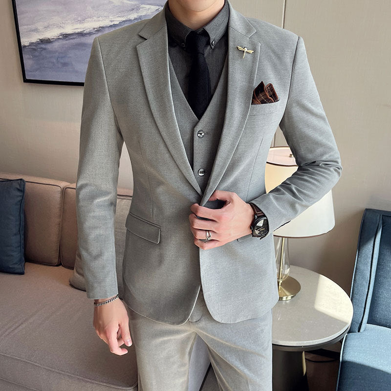 Plus Size Men's Clothing Solid Color Suit Suit Men's Three-Piece Suit