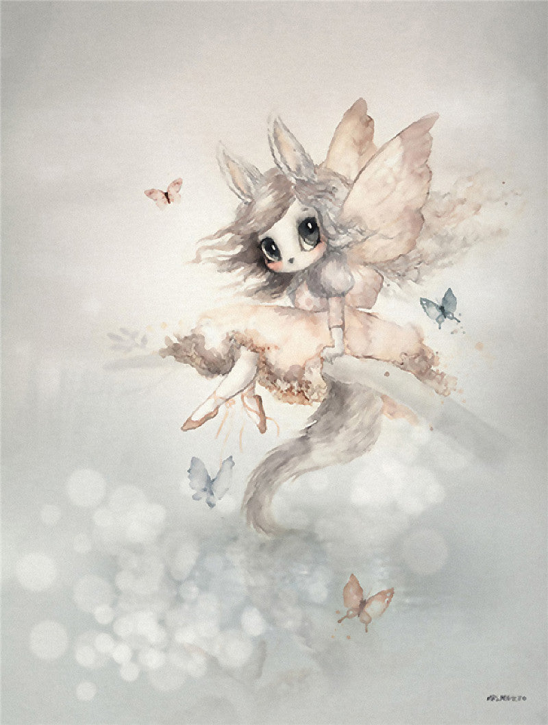 New Nordic Hand Painted Miss Rabbit Children's Room Decorative Painting Core