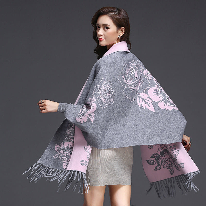 Mid-length Tassels Loose-Fitting Knitted Cardigan Thickened Sweater Cashmere Outerwear