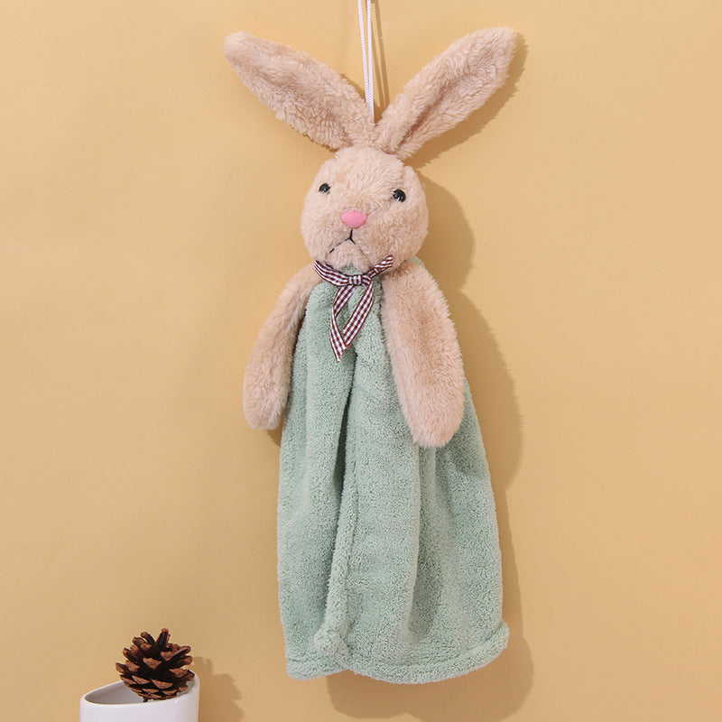 Coral Velvet Hanging Rabbit Towel